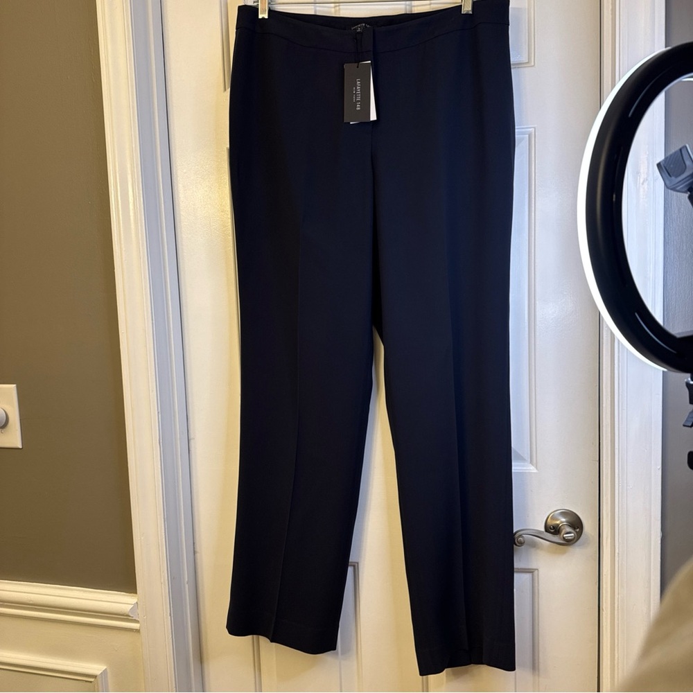 Lafayette 148 Barrow Pants Ink Blue Size 16 Straight Leg Capsule Wardrobe NWT